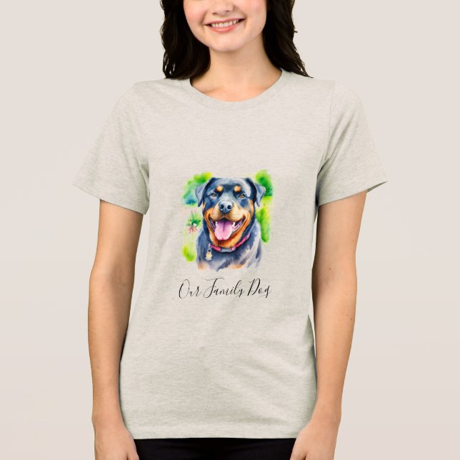Camiseta Abstract Water Color Rottweiler Family Pet (Frente)