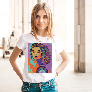 Camiseta Abstract Whimsical Face Colorful Artsy Fun Trendy