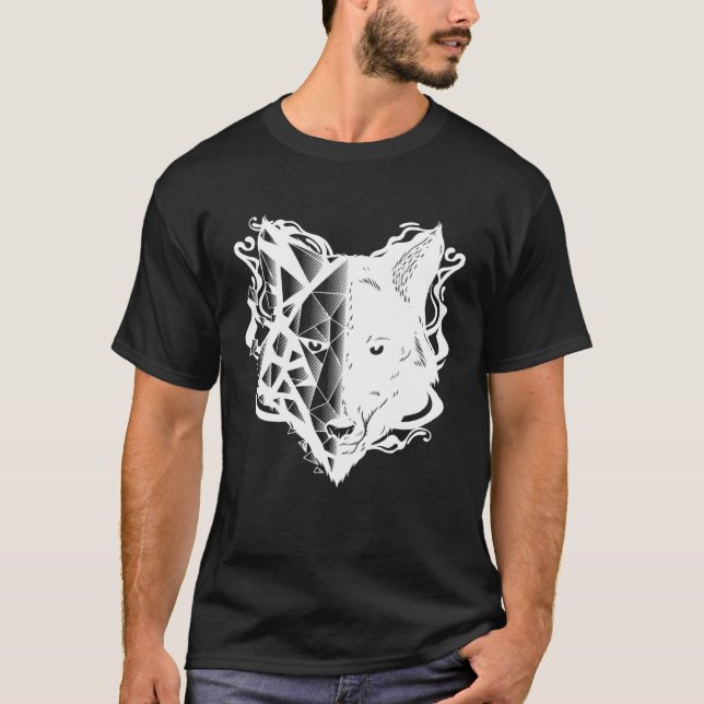 Camiseta Abstract Wolf Head Geometric (Frente)