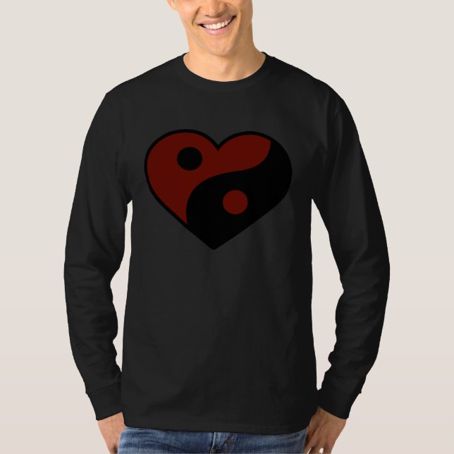 CAMISETA ABSTRACT YIN YANG BLACK AND DARK RED PEACE SYMBOL (Frente)