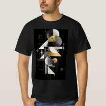 Camiseta Abstrata Geométrica Dourada