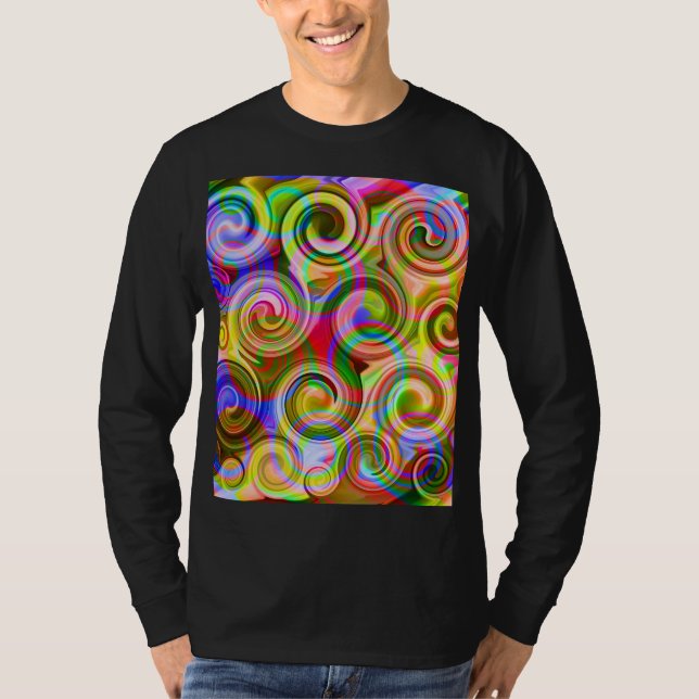 Camiseta abstrata geométrica pastel de rolagem (Frente)