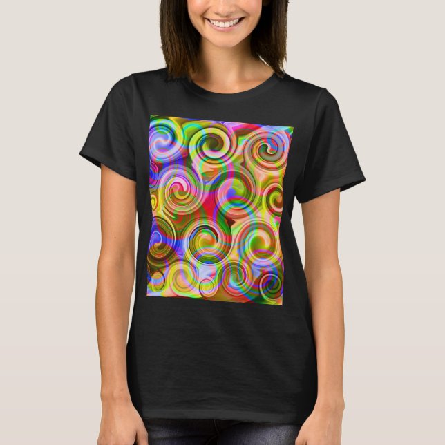 Camiseta abstrata geométrica pastel Scroll (Frente)