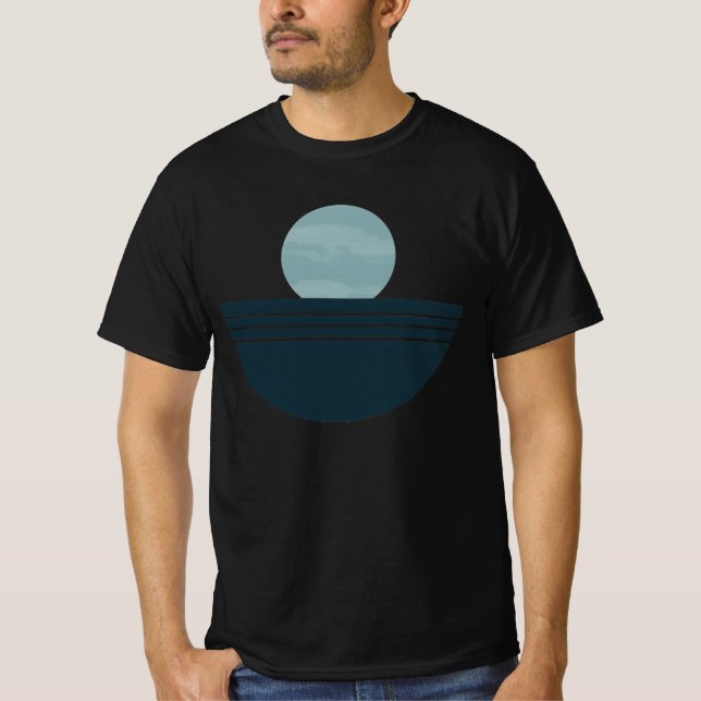 Camiseta Abstrata Minimalista Azul Boho Geométrica (Frente)