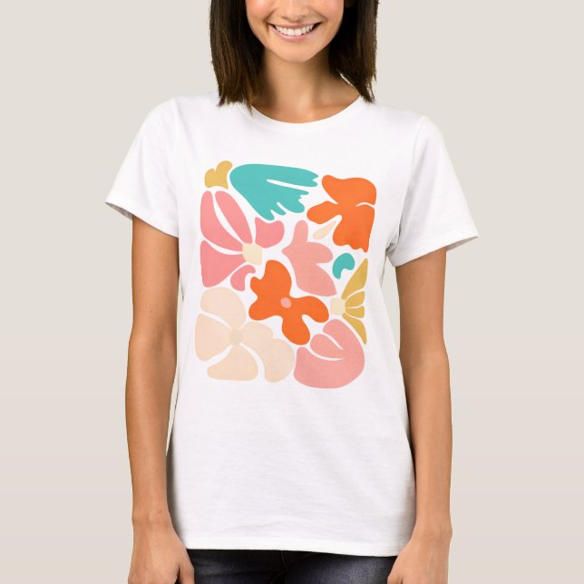 Camiseta Abstrata Modern Blooms – Forma Floral Col (Frente)