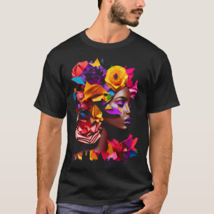 Camiseta Abstrato Afro-Africano Origami Hair Queen Paris Sk