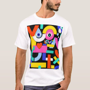 Camiseta Abstrato amor, olhos: padrão colorido