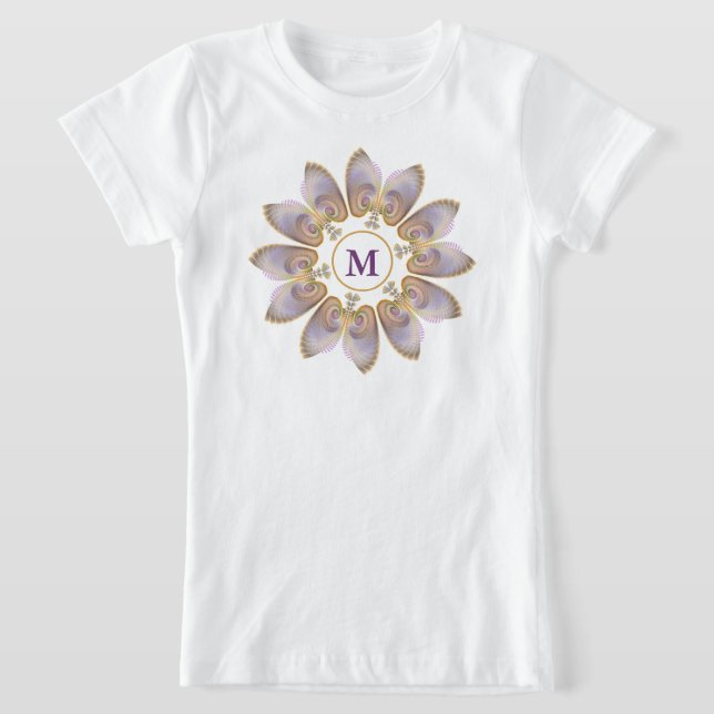 Camiseta Abstrato Angel Wings Mandala Fractal Monograma (Postura )