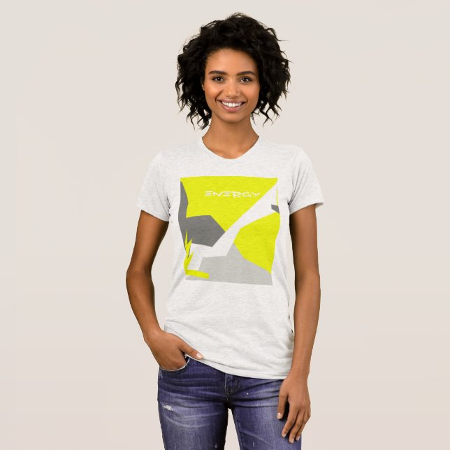 Camiseta Abstrato Art Energy Yellow Cinza (Frente Completa)
