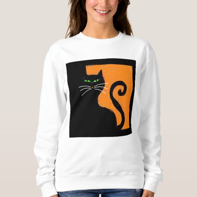 Camiseta Abstrato Black Cat Halloween Art (Frente)
