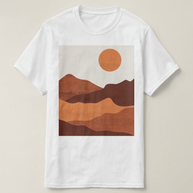 Camiseta Abstrato Boho Chic Desert Mounscape (Frente do Design)