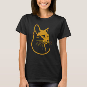 Camiseta Abstrato Cabeça de gato em linha elegante