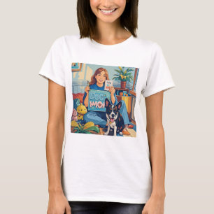 Camiseta Abstrato Cartoon cão mãe cachorrinho