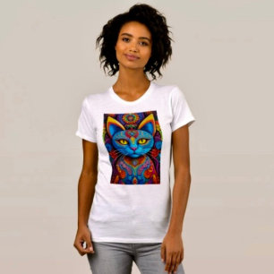 Camiseta Abstrato Cat com olhos amarelos