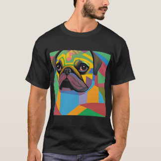 Camiseta Abstrato Colorido Pug Arte Colorida Pug Aquarela