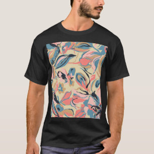 Camiseta Abstrato: creme floral geométrico.