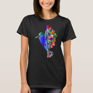 Camiseta Abstrato cromático Hummingbird Aquarela Arte das A