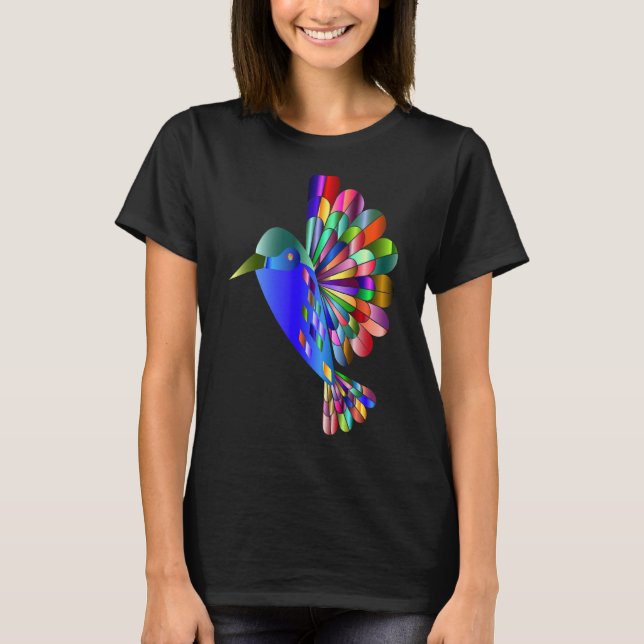 Camiseta Abstrato cromático Hummingbird Aquarela Arte das A (Frente)