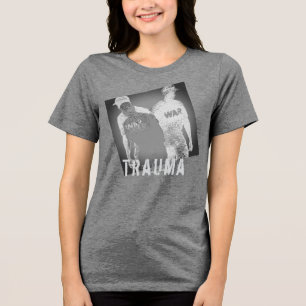 Camiseta abstrato da Imagem de Guerra "Trauma" em Cinza Neg