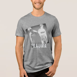 Camiseta abstrato da Imagem de Guerra "Trauma" em Cinza Neg