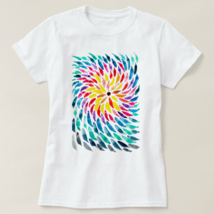 Camiseta Abstrato de aquarela espiral arco-íris