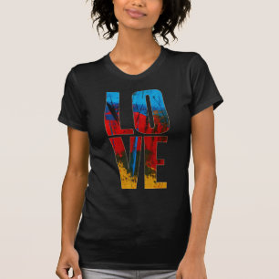 Camiseta Abstrato de Arte Amarela Vermelha Azul Vermelha Am