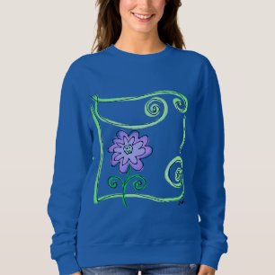 Camiseta Abstrato de Arte de Flor Roxo para Vestir