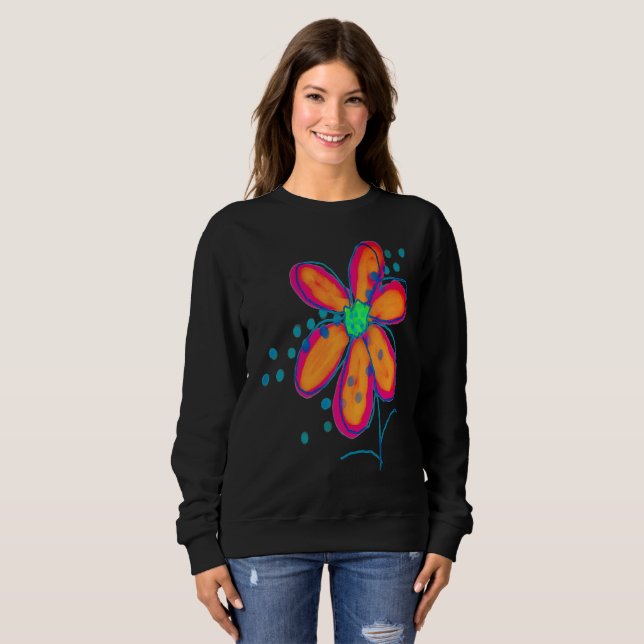 Camiseta Abstrato de Arte Funky Flower para Vestir (Frente Completa)