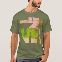 Camiseta Abstrato de Arte Geométrica Geométrica Verde-Rosa