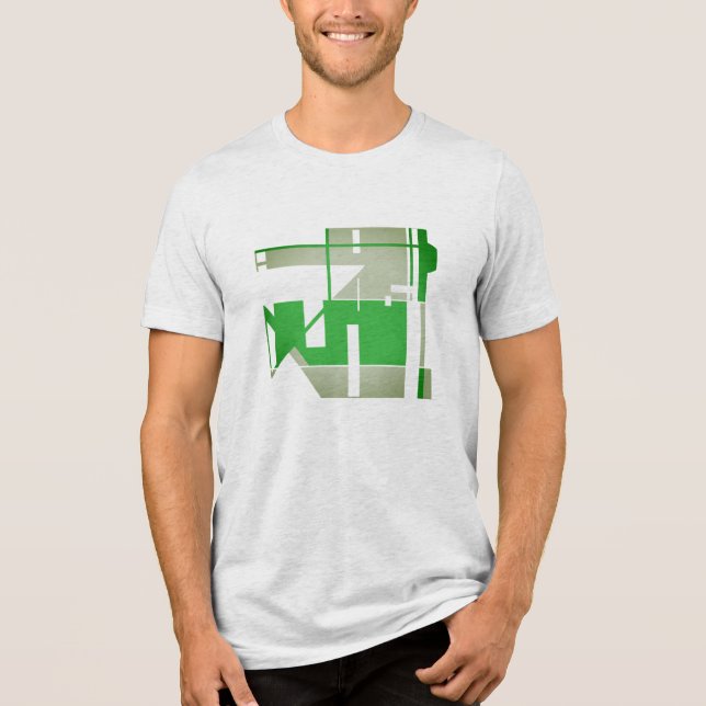 Camiseta Abstrato de Arte Geométrica Verde Claro (Frente)