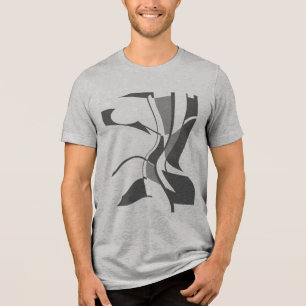 Camiseta Abstrato de Arte Negra Cinza