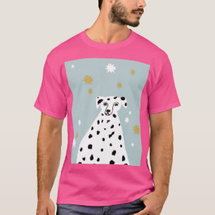 Camiseta Abstrato de Cão Dalmático Ilustração de Arte Rosa