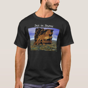 Camiseta Abstrato de Cavalo Islandês Definido em Pedra