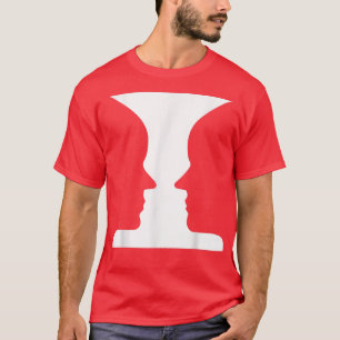 Camiseta Abstrato de Ciência da Ilusão Óptica Face Vase Nov