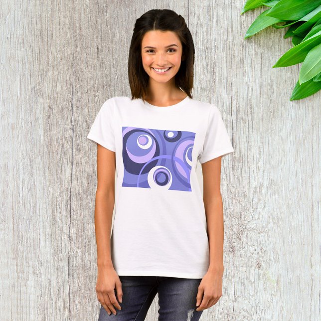 Camiseta Abstrato de Círculos Roxos Geométricos de Meados d (Criador carregado)