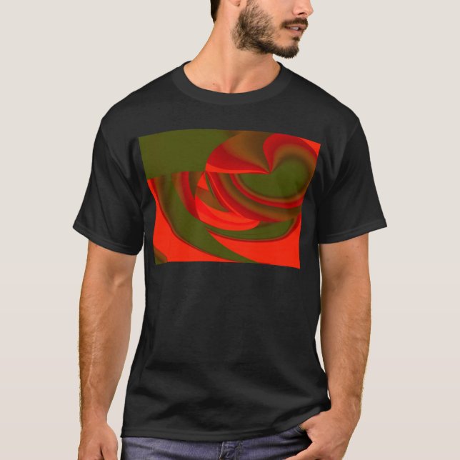 Camiseta Abstrato de Cubist Vermelho e Verde (Frente)