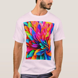 Camiseta Abstrato de Flor Arco-Íris Vibrante