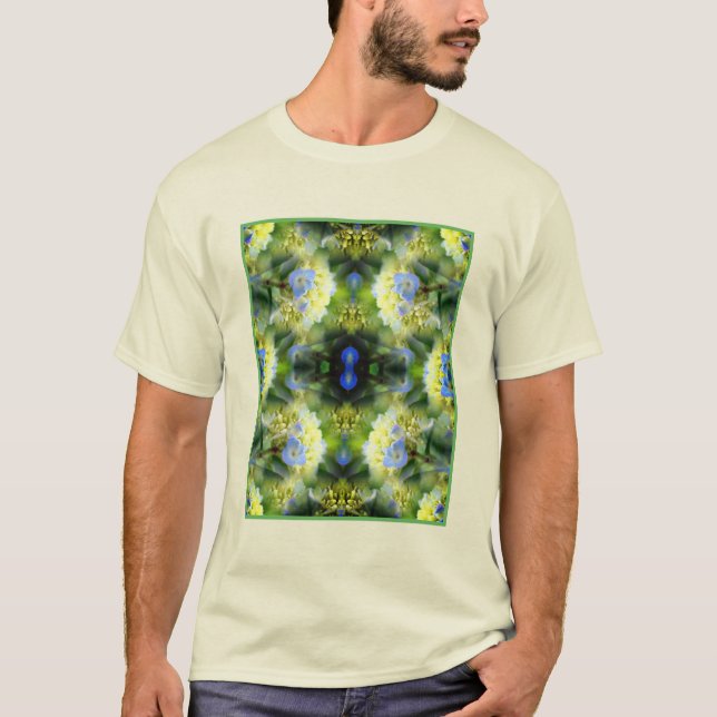 Camiseta Abstrato de Flor de Hydrangea Azul (Frente)
