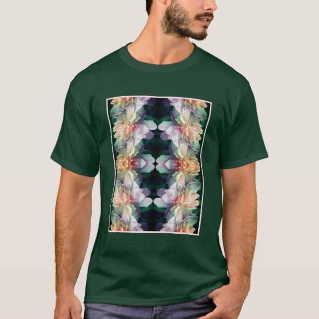 Camiseta Abstrato de Flor de Peony Rosa (Frente)
