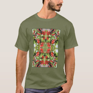 Camiseta Abstrato de Flores Vermelhas Quince