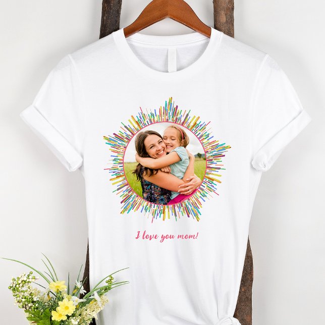 Camiseta Abstrato de Fotografias e Texto Personalizado Colo (Criador carregado)