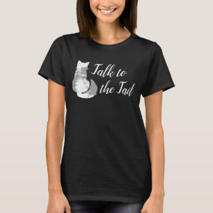 Camiseta Abstrato de Gato Branco de cinza de de para a Caud