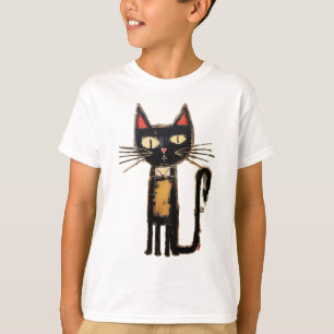 Camiseta Abstrato de Gato Negro