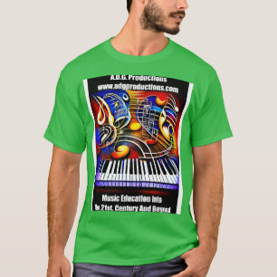 Camiseta Abstrato de Imagem de Símbolos Musicais e Teclado