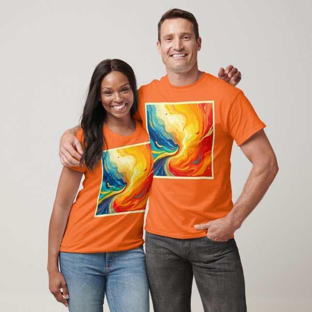 Camiseta Abstrato de incêndio e água (Unissex)