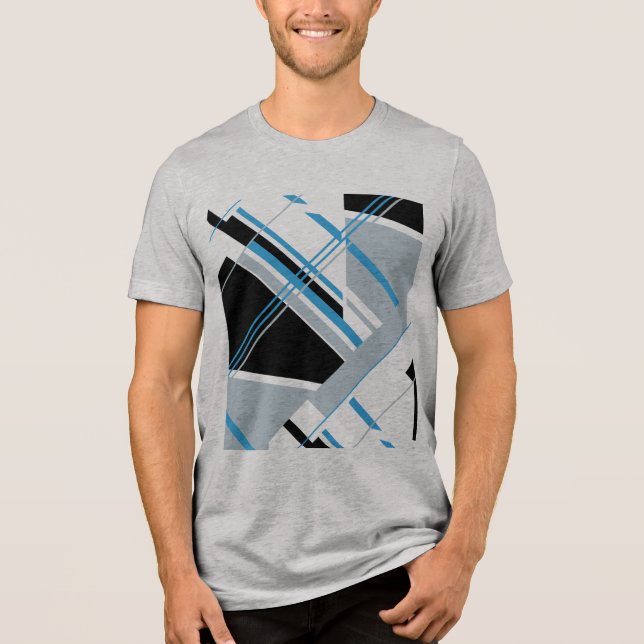 Camiseta Abstrato de inspiração da Cinza Negra Azul de Arte (Frente)