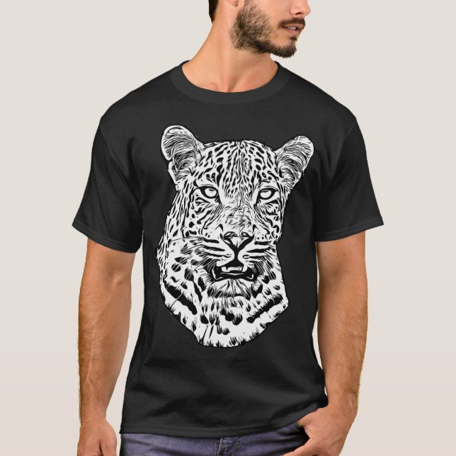 Camiseta Abstrato de Leopardo de Neve Arte da selva Origina (Frente)