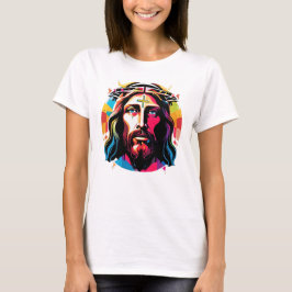 Camiseta Abstrato de Natal Colorida da Páscoa de Jesus Cris