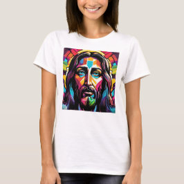 Camiseta Abstrato de Natal Colorida da Páscoa de Jesus Cris
