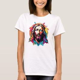 Camiseta Abstrato de Natal Colorida da Páscoa de Jesus Cris